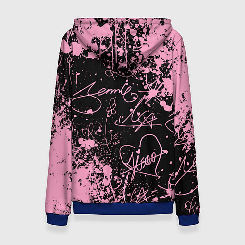 Женская толстовка Блэкпинк - автографы / 3D-Синий – фото 2