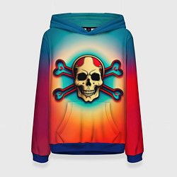 Толстовка-худи женская Красочный веселый роджер, цвет: 3D-синий