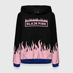 Толстовка-худи женская Blackpink - flames, цвет: 3D-синий