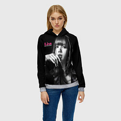 Толстовка-худи женская Blackpink Lisa in leather jacket, цвет: 3D-меланж — фото 2