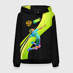 Толстовка-худи женская Волейбол Россия, цвет: 3D-черный