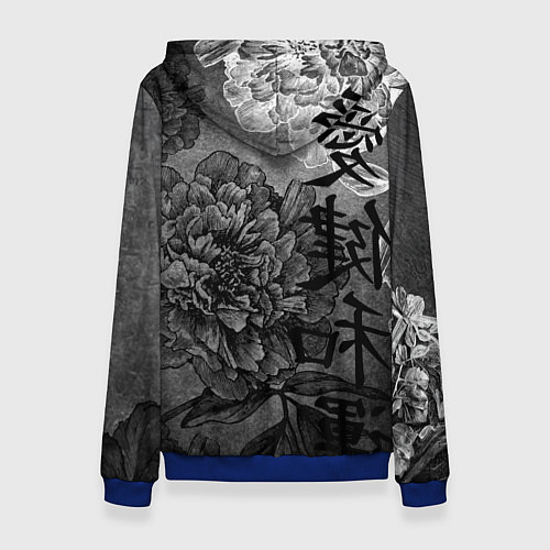 Женская толстовка Flowers - japanese art / 3D-Синий – фото 2