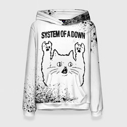 Женская толстовка System of a Down рок кот на светлом фоне