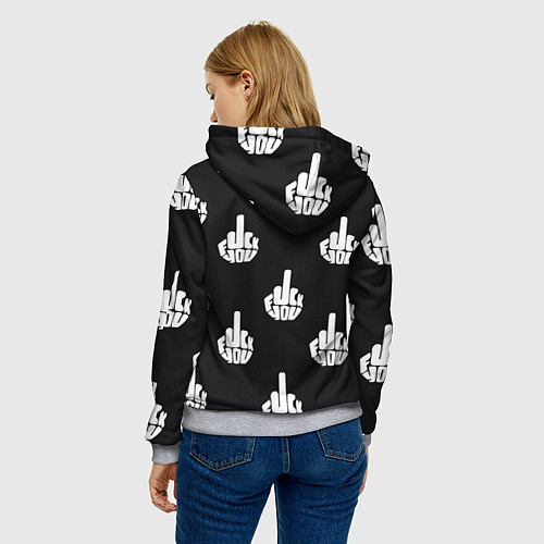 Женская толстовка С факами на английском - паттерн / 3D-Меланж – фото 4