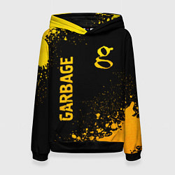 Толстовка-худи женская Garbage - gold gradient: надпись, символ, цвет: 3D-черный