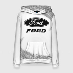 Женская толстовка Ford speed на светлом фоне со следами шин