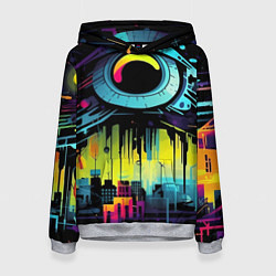 Толстовка-худи женская The eye of cyberpunk, цвет: 3D-меланж