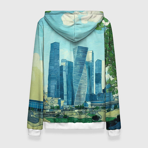 Женская толстовка Москва-сити Ван Гог / 3D-Белый – фото 2