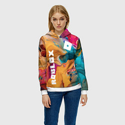 Толстовка-худи женская Roblox Logo Color, цвет: 3D-белый — фото 2