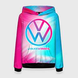 Толстовка-худи женская Volkswagen neon gradient style, цвет: 3D-черный