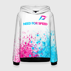 Толстовка-худи женская Need for Speed neon gradient style: символ сверху, цвет: 3D-черный