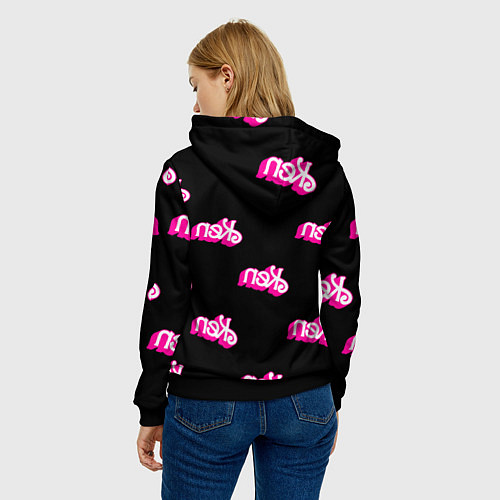 Женская толстовка Логотип Кен - патерн / 3D-Черный – фото 4