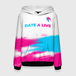 Толстовка-худи женская Date A Live neon gradient style: символ сверху, цвет: 3D-черный