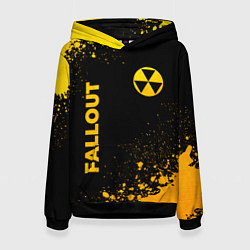 Толстовка-худи женская Fallout - gold gradient: надпись, символ, цвет: 3D-черный