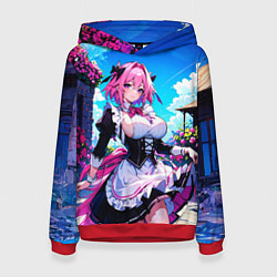 Толстовка-худи женская Астольфо служанка - Fate grand order, цвет: 3D-красный