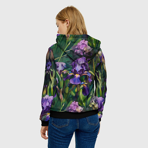 Женская толстовка Ирисы паттерн / 3D-Черный – фото 4