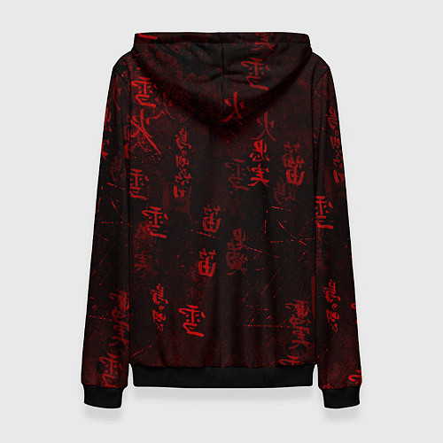 Женская толстовка Красный дракон - иероглифы / 3D-Черный – фото 2