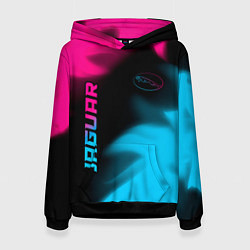 Толстовка-худи женская Jaguar - neon gradient: надпись, символ, цвет: 3D-черный