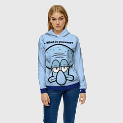 Толстовка-худи женская Сквидвард, цвет: 3D-синий — фото 2