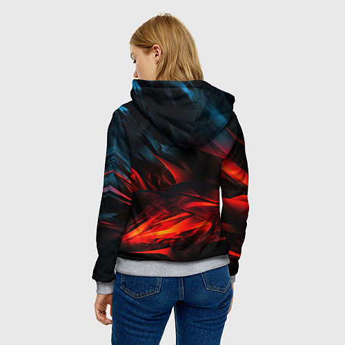 Женская толстовка Red black abstract / 3D-Меланж – фото 4