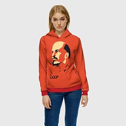 Толстовка-худи женская СССР Ленин жив, цвет: 3D-красный — фото 2
