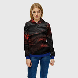 Толстовка-худи женская Black red texture, цвет: 3D-синий — фото 2
