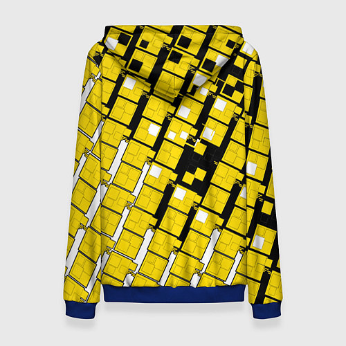Женская толстовка Киберпанк квадраты жёлтые / 3D-Синий – фото 2