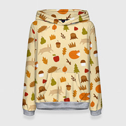 Толстовка-худи женская Паттерн - осень, цвет: 3D-меланж