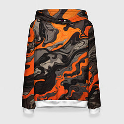 Толстовка-худи женская Оранжево-черный камуфляж, цвет: 3D-белый