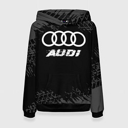 Женская толстовка Audi speed на темном фоне со следами шин