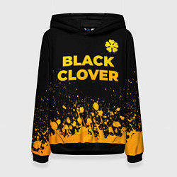 Толстовка-худи женская Black Clover - gold gradient: символ сверху, цвет: 3D-черный