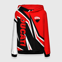 Толстовка-худи женская Ducati- red stripes, цвет: 3D-черный