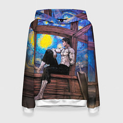 Толстовка-худи женская Берсерк и небо Ван Гога, цвет: 3D-белый