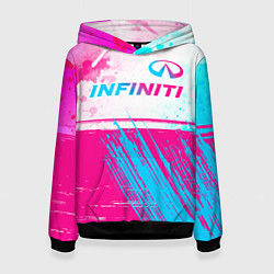 Толстовка-худи женская Infiniti neon gradient style: символ сверху, цвет: 3D-черный