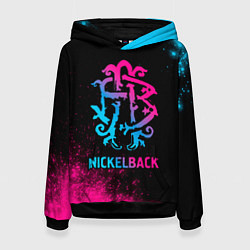 Толстовка-худи женская Nickelback - neon gradient, цвет: 3D-черный