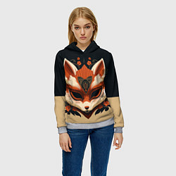 Толстовка-худи женская Лисичкина маска, цвет: 3D-меланж — фото 2