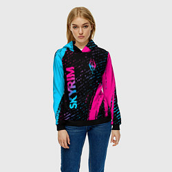 Толстовка-худи женская Skyrim - neon gradient: надпись, символ, цвет: 3D-черный — фото 2
