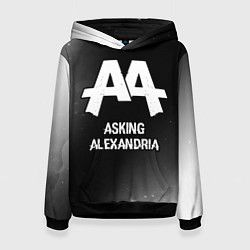Толстовка-худи женская Asking Alexandria glitch на темном фоне, цвет: 3D-черный
