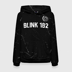 Женская толстовка Blink 182 glitch на темном фоне: символ сверху