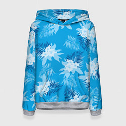 Толстовка-худи женская Синие цветы - Vice city - new ver, цвет: 3D-меланж