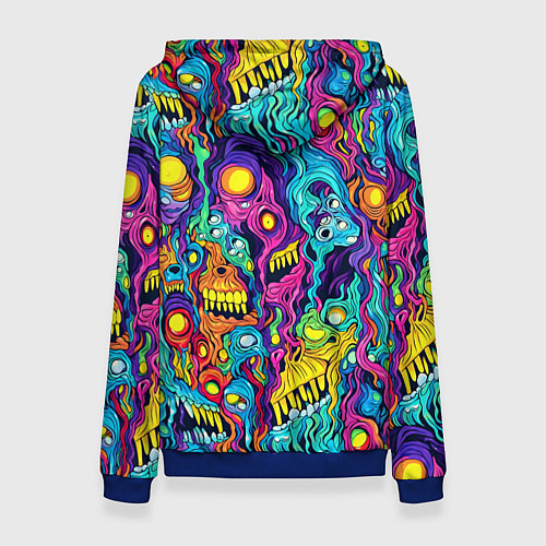 Женская толстовка Кислотные психоделические черепа / 3D-Синий – фото 2