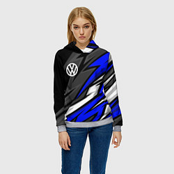 Толстовка-худи женская Volkswagen - Синяя абстракция, цвет: 3D-меланж — фото 2