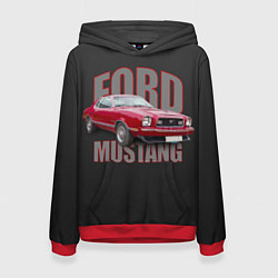 Толстовка-худи женская Автомашина Ford Mustang, цвет: 3D-красный