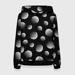 Толстовка-худи женская Шары в полоску на черном фоне, цвет: 3D-черный