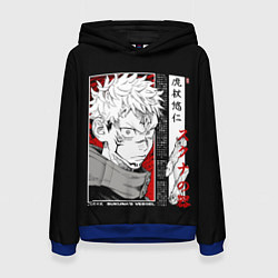 Толстовка-худи женская Итадори юджи - Магическая битва, цвет: 3D-синий