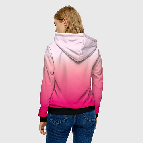 Женская толстовка Оттенки розового градиент / 3D-Черный – фото 4