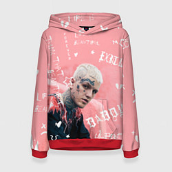 Толстовка-худи женская Lil Peep тату розовый, цвет: 3D-красный