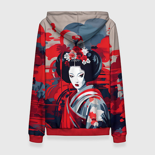 Женская толстовка Geisha vector style / 3D-Красный – фото 2