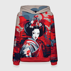 Толстовка-худи женская Geisha vector style, цвет: 3D-красный