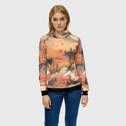 Толстовка-худи женская Japen pattern, цвет: 3D-черный — фото 2